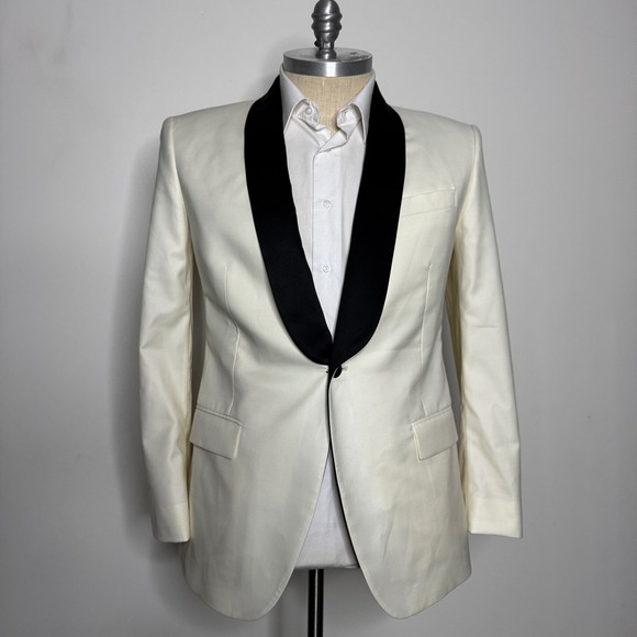 Bonobos Vitale Barberis Canonico Wool Ivory Tuxedo Blazer - Size 44R - Picture 1 of 10